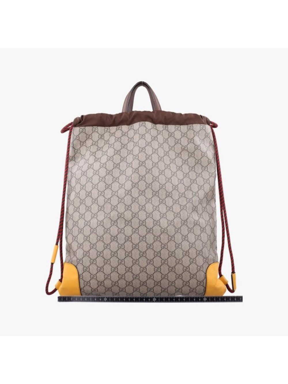 ★SOLD★ Gucci GG Supreme Drawstring Beige Yellow Canvas Leather Tote - Picture 2 of 15